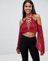 Thumbnail for your product : Rare London Lace Up Leopard Printed Top