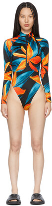 Louisa Ballou Black & Orange Springsuit One-Piece Swimsuit
