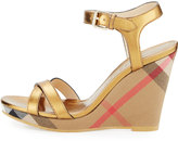 Thumbnail for your product : Burberry Rastrickson Check Wedge Sandal, Gold