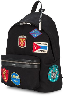 Saint Laurent City patch embellished backpack