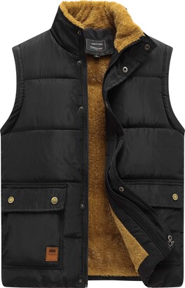 WIEAYUMEI Mens Vest Down Puffer Gilet Cargo Lightweight Coat Zip Pockets Warm Thick Sleeveless Padded Jacket Outdoor Outwear 
