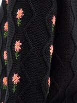 Thumbnail for your product : Shrimps Bennett Embroidered Wool-blend Cable-knit Cardigan - Black Multi
