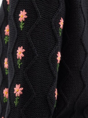 Shrimps Bennett Embroidered Wool-blend Cable-knit Cardigan - Black Multi