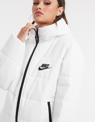 Nike synthetic-fill hooded puffer jacket in white - ShopStyle