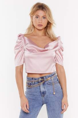 Nasty Gal Womens That'S Just Cowl It Is Puff Sleeve Crop Top - Pink - 4, Pink