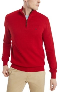 mens red quarter zip sweater