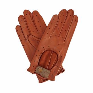 Gizelle Renee - Bernadette Tan Brown Leather Driving Gloves With Light Brown Tweed