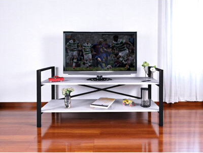 47" White Tv Stand With Open Shelf Design, Suitable For Large Living Rooms 47", Stand, Entertainment Areas