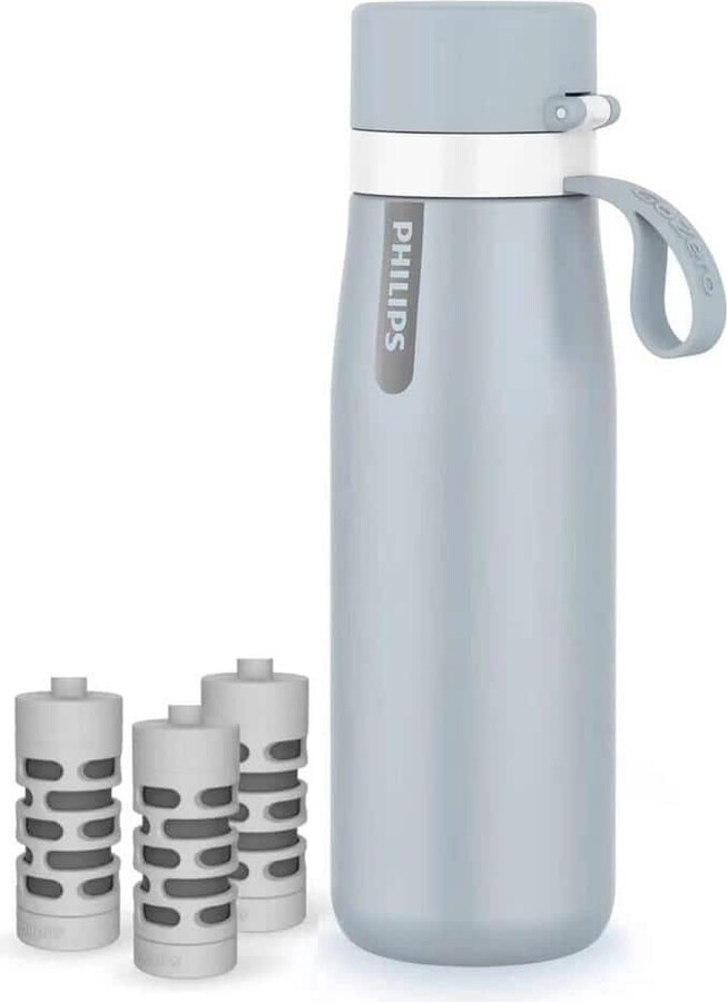Lukvuzo 18.6 oz. Insulated Stainless Steel Premium Filtering Water Bottle with 3 Filters in Blue
