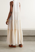Thumbnail for your product : HONORINE Eve Tiered Metallic-trimmed Crinkled Cotton-gauze Maxi Dress - Cream