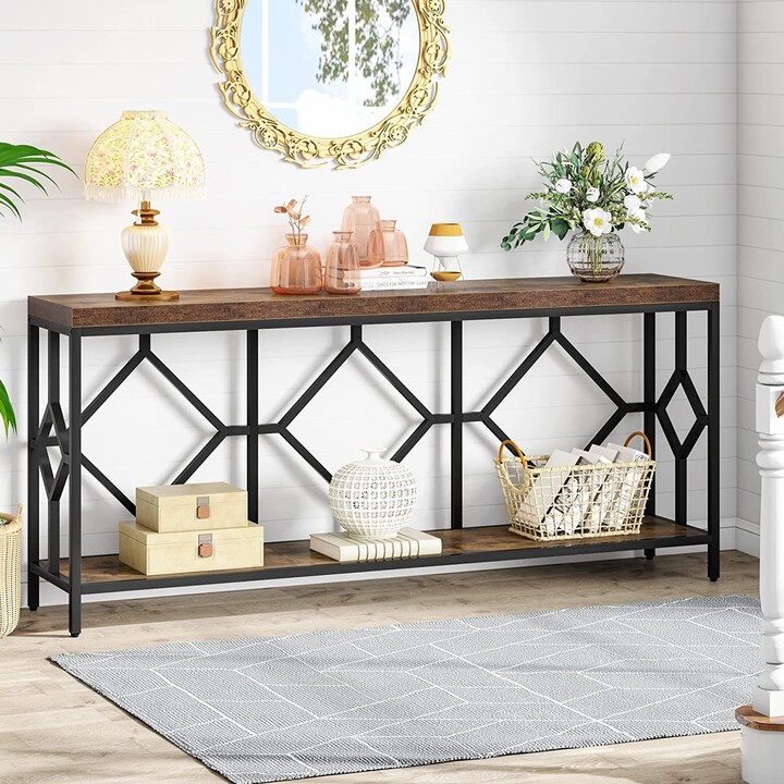 BLUEBELL 70.9 Inch Sofa Console Table with Open Storage Shelf