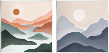 Mountainous Landscape Flowing Stream River Design by JJ Design House LLC - Painting on MDF