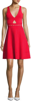 KENDALL + KYLIE Pointelle Open-Back Short Cocktail Dress, Red