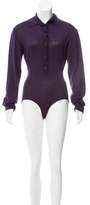 Thumbnail for your product : AlaÃ ̄a Wool Woven Bodysuit Purple AlaÃ ̄a Wool Woven Bodysuit