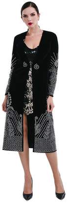 Missord Women Rhinestone cloak coat Flash V-necked long-sleeved evening dress