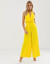 Thumbnail for your product : ASOS DESIGN plunge jumpsuit with paperbag waist detail