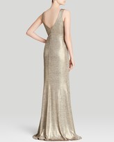 Thumbnail for your product : ABS by Allen Schwartz Gown - Deep V-Neck Metallic Jersey