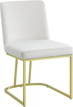Zazie White Velvet & Gold Finish Side Chair (Set Of 2)