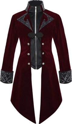Mens Tailcoat Jacket Men's Steampunk Tailcoat Embroidered