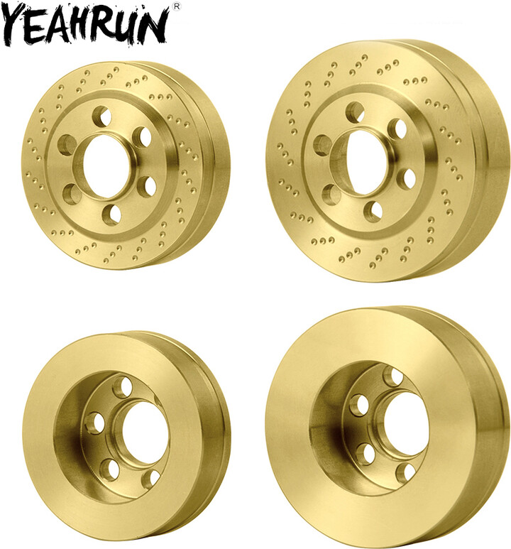 YEAHRUN 2Pcs 1.9/2.2 inch Wheel Rims Brass Internal Counterweight Balance Weights for Axial SCX10 TRX-4 1/10 RC Car Model Parts