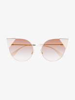 Fendi Gold Metallic Rose Tinted Cat Eye Sunglasses