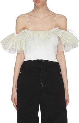 Angel Chen Double Layer Pleated Ruffle Off-shoulder Top