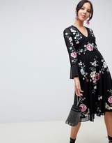 Thumbnail for your product : ASOS Tall DESIGN Tall embroidered midi dress with lace trims