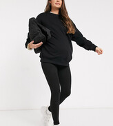 Thumbnail for your product : ASOS Maternity ASOS DESIGN Maternity over the bump rib leggings in black