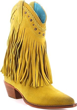 ROAN Setup Suede Fringe Block Heel Western Boots