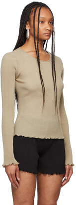PRISCAVera Taupe Pleated Knit Sweater