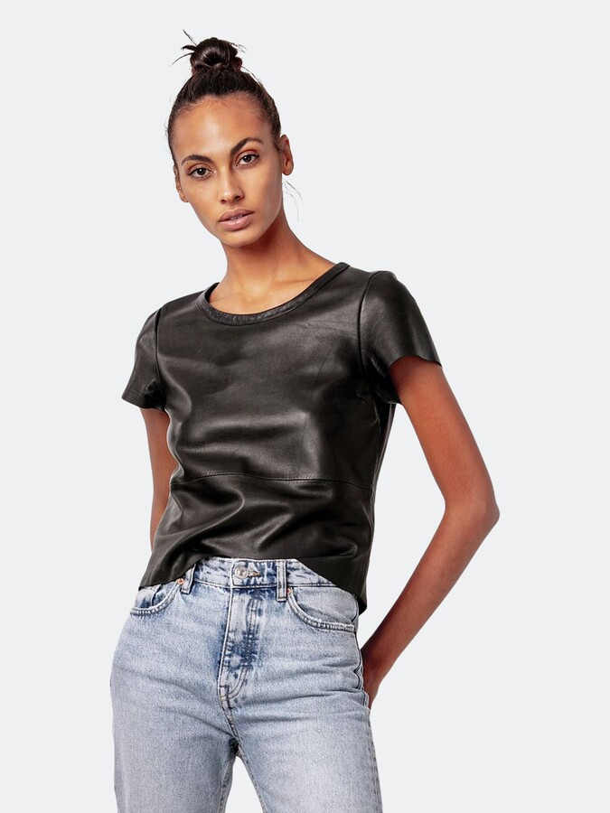 Women Leather T Shirt Top | Shop the world's largest collection of fashion  | ShopStyle