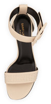 Thumbnail for your product : Saint Laurent Mid-Heel Ankle-Wrap Studded Sandal, Nude