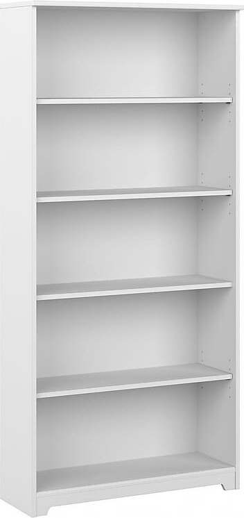 Bush Furniture Cabot 66"H 5-Shelf Bookcase with Adjustable Shelves, White (WC31966)