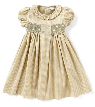 Edgehill Collection Little Girls 2T-4T Mini-Dot Smocked Dress