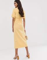 Thumbnail for your product : ASOS Tall DESIGN Tall denim belted midi dress in buttermilk