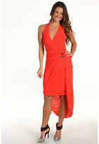 Thumbnail for your product : Halston Matte Jersey Halter Dress with Waist Hardware and Long Layered Skirt