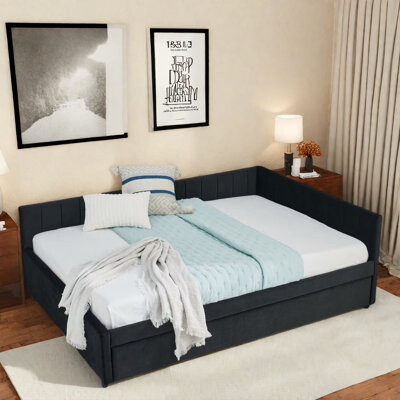 Upholstered Daybed With Trundle And Comfortable Backrest