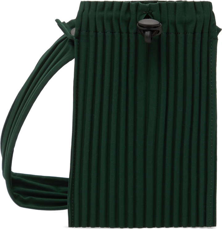 PLEATS PLEASE Issey Miyake Pleated Shoulder Hand Bag H7" Mint Green  Zipper F/S