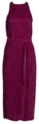 retrofete Tilly Sequin Tie-Sash Midi Dress