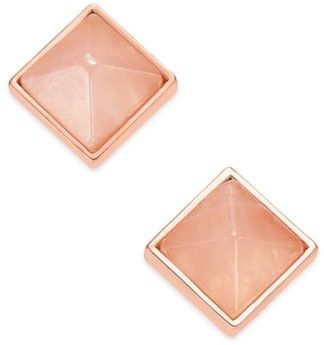 Vera Bradley Gold-Tone Pink Stone Square Stud Earrings