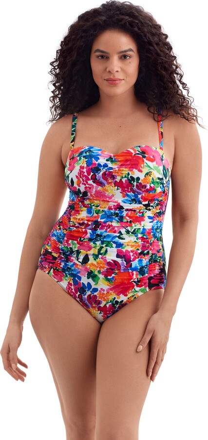 Longitude Shirred Sweetheart Tank Long Torso One-Piece Swimsuit