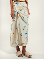 Thumbnail for your product : Marni Iride Floral-print Cotton Midi Skirt - Blue Print