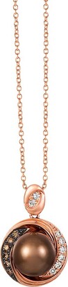 LeVian 14K Strawberry Gold®, 9-9.5MM Chocolate Pearls®, Nude Diamonds™ & Chocolate Diamonds® Pendant Necklace