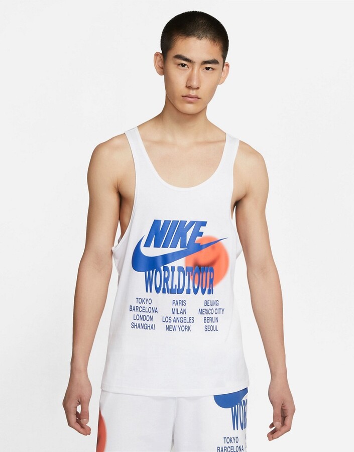 Nike World Tour Pack graphic tank in white - ShopStyle Shirts