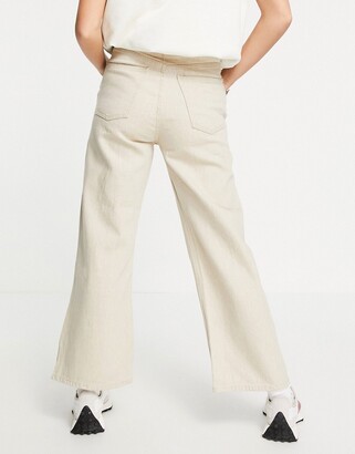 Weekday Linear wide pull on jeans ecru - BEIGE - ShopStyle