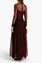 Thumbnail for your product : Valentino Pussy-bow cutout pleated floral-print silk-voile gown