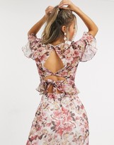 Thumbnail for your product : Hope & Ivy plunge front contrast print blouse in multi floral