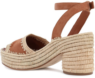 Tory Burch Suede And Straw Platform Sandals