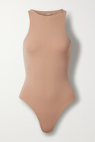 Thumbnail for your product : SKIMS Fits Everybody Stretch Satin-jersey Thong Bodysuit - Ochre