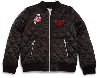 Design History Girls' Quilted Patch Bomber Jacket